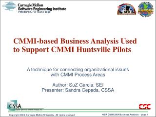 CMMI-based Business Analysis Used to Support CMMI Huntsville Pilots