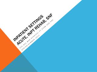 Inpatient Settings Acute, Inpt Rehab, SNF