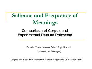 Salience and Frequency of Meanings