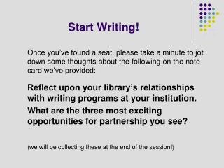 Start Writing!