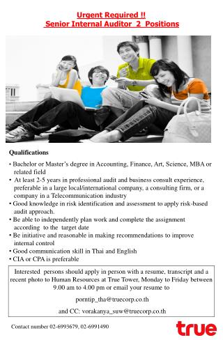 Bachelor or Master’s degree in Accounting, Finance, Art, Science, MBA or related field