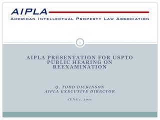 AIPLA PRESENTATION FOR USPTO PUBLIC HEARING ON REEXAMINATION q. Todd Dickinson