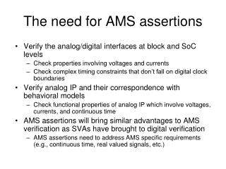 The need for AMS assertions
