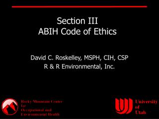 Section III ABIH Code of Ethics