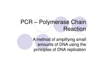 PCR – Polymerase Chain Reaction