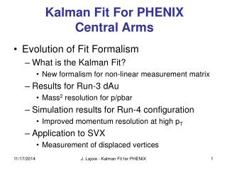 Kalman Fit For PHENIX Central Arms