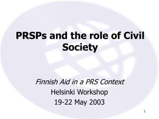 PRSPs and the role of Civil Society