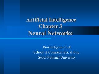 Artificial Intelligence Chapter 3 Neural Networks