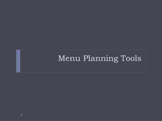 Menu Planning Tools