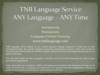 TNB Language Service ANY Language – ANY Time