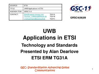 UWB Applications in ETSI