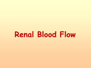 Renal Blood Flow