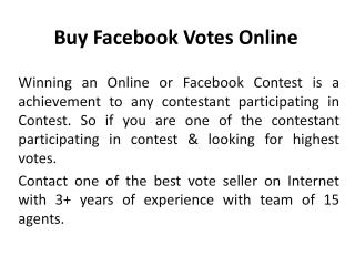 Buy Facebook Votes Online