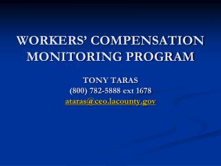 County Code 5.31.050 Workers’ Compensation System