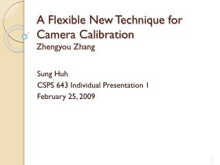 A Flexible New Technique for Camera Calibration Zhengyou Zhang