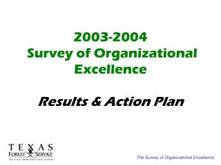 2003-2004 Survey of Organizational Excellence Results &amp; Action Plan