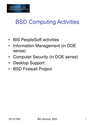 BSD Computing Activities