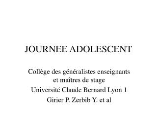 JOURNEE ADOLESCENT