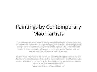 Paintings by Contemporary Maori artists