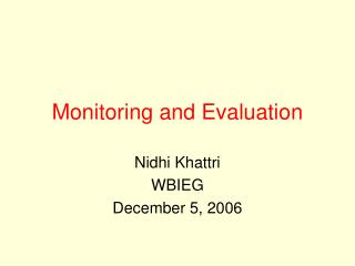 Monitoring and Evaluation
