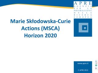 Marie Skłodowska-Curie Actions (MSCA) Horizon 2020
