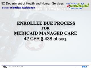 ENROLLEE DUE PROCESS for Medicaid Managed CARE 42 CFR § 438 et seq.