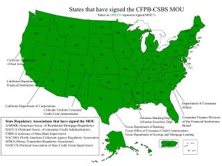 States that have signed the CFPB-CSBS MOU States in GREEN represent signed MOU’s