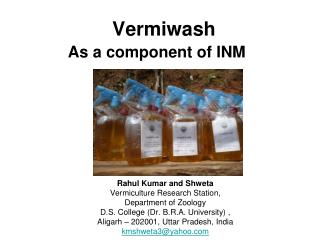 Vermiwash As a component of INM