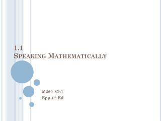 1.1 Speaking Mathematically