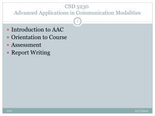 CSD 5230  Advanced Applications in Communication Modalities