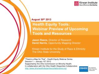 Health Equity Tools: Webinar Preview of Upcoming Tools and Resources