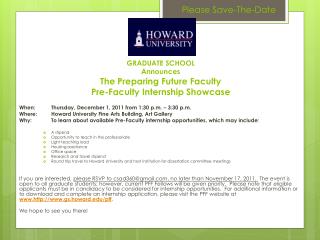 GRADUATE SCHOOL Announces The Preparing Future Faculty Pre-Faculty Internship Showcase