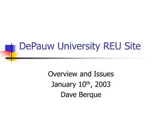 DePauw University REU Site