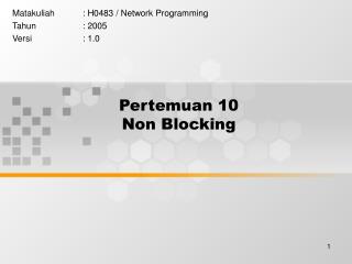 Pertemuan 10 Non Blocking