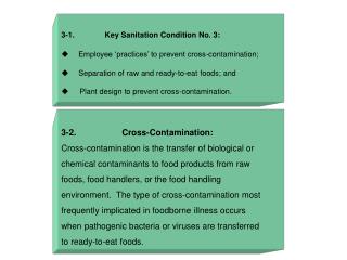 3-1. Key Sanitation Condition No. 3: