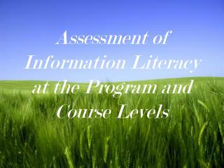 Assessment of Information Literacy at the Program and Course Levels