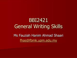 BBI2421 General Writing Skills