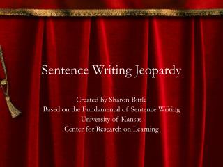 Sentence Writing Jeopardy