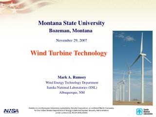 Mark A. Rumsey Wind Energy Technology Department Sandia National Laboratories (SNL)