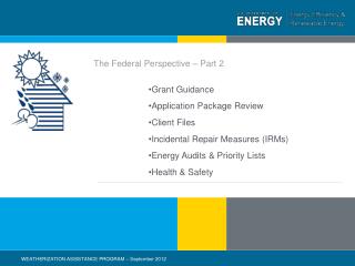 The Federal Perspective – Part 2