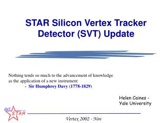 STAR Silicon Vertex Tracker Detector (SVT) Update