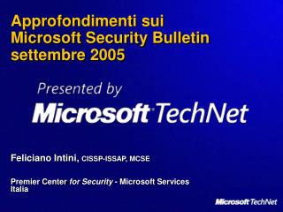 Approfondimenti sui Microsoft Security Bulletin settembre 2005