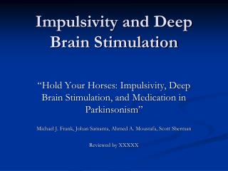 Impulsivity and Deep Brain Stimulation