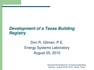 Development of a Texas Building Registry