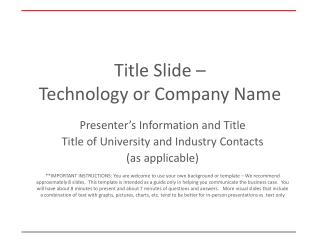 Title Slide – Technology or Company Name