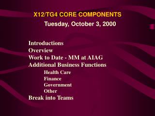X12/TG4 CORE COMPONENTS