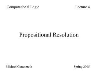 Propositional Resolution