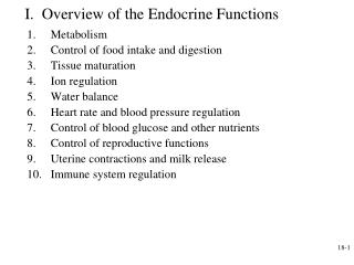 I. Overview of the Endocrine Functions