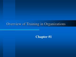 Overview of Training in Organizations