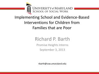 Implementing School and Evidence-Based Interventions for Children from Families that are Poor